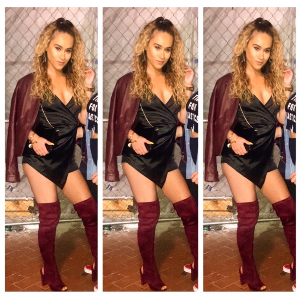 Black Satin One Piece Skort Romper